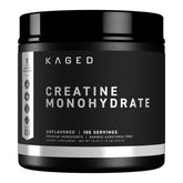 Kaged Creatine Monohydrate tub in kitchen, ultra-soluble formula for smoother workouts.