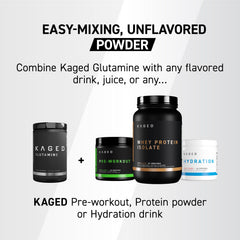 Kaged Glutamine dissolving in water for quick, smooth mixing.