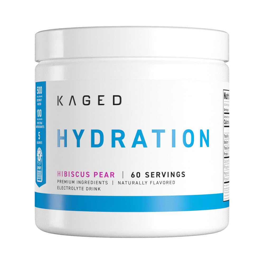 Kaged Hydration Drink Mix prepared in a glass after a workout