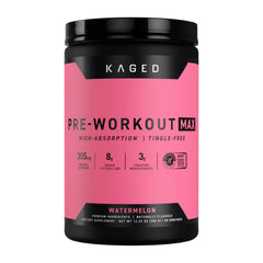 Kaged Pre-Workout MAX watermelon powder for sustained energy and focus during workouts.
