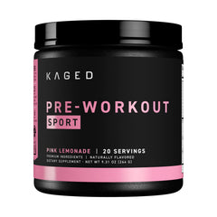 Kaged Sport Pre Workout Pink Lemonade bottle energized for workouts