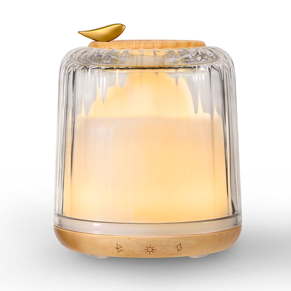 Kakoda diffuser with glass cover and wood base for premium aromatherapy ambiance.