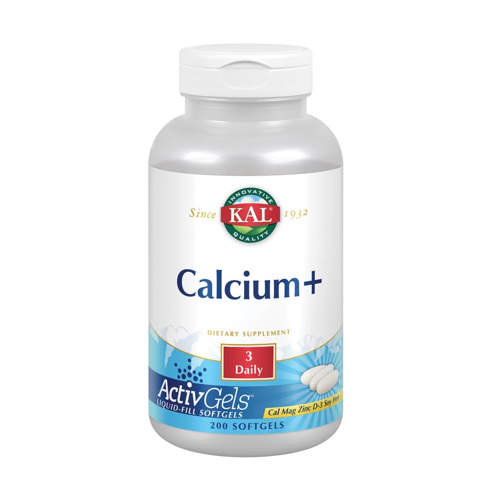 KAL Calcium Plus tablets bottle front displays 1000 mg support for bones and teeth.