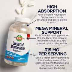 KAL Chelated Magnesium Bisglycinate serving; convenient daily capsule