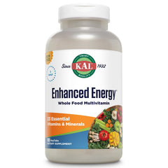 Kal Enhanced Energy Multivitamin bottle highlights whole-food nutrition for daily vitality.