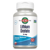 KAL Lithium Orotate 5mg bottle with vegan, bioavailable formula for everyday balance.