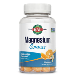 KAL Magnesium Citrate Gummies bottle with orange vanilla flavor for daily relaxation