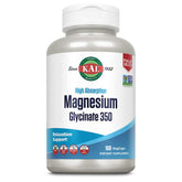 KAL Magnesium Glycinate bottle label highlights chelated formula and absorption