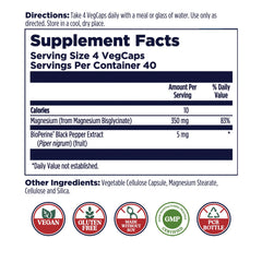 KAL Magnesium Glycinate capsules close-up shows smooth coating for easy swallowing
