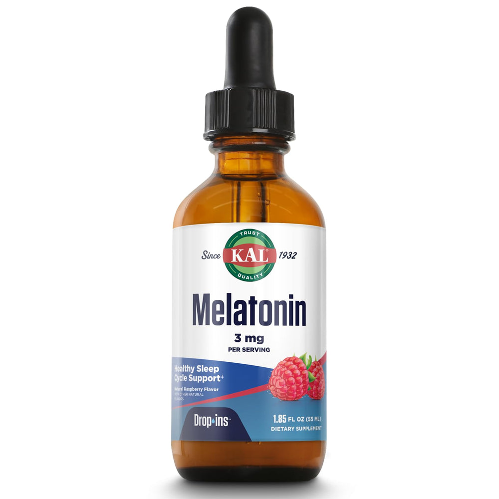 KAL Melatonin DropIns bottle close-up highlighting compact sleep support