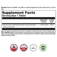 KAL Methyl Folate ActivMelt Lemon tablets closeup showing quick-dissolve format