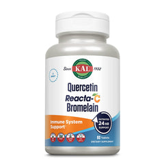 KAL Quercetin Reacta-C Bromelain bottle highlights all-day immune support