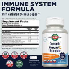 KAL Quercetin Reacta-C Bromelain ingredient panel shows natural bioflavonoids