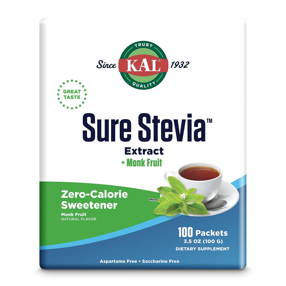 KAL Sure Stevia Plus Monkfruit packets deliver zero calories for daily beverages