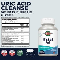 KAL Uric Acid Flush capsules close-up – vegan capsules for easy swallowing.