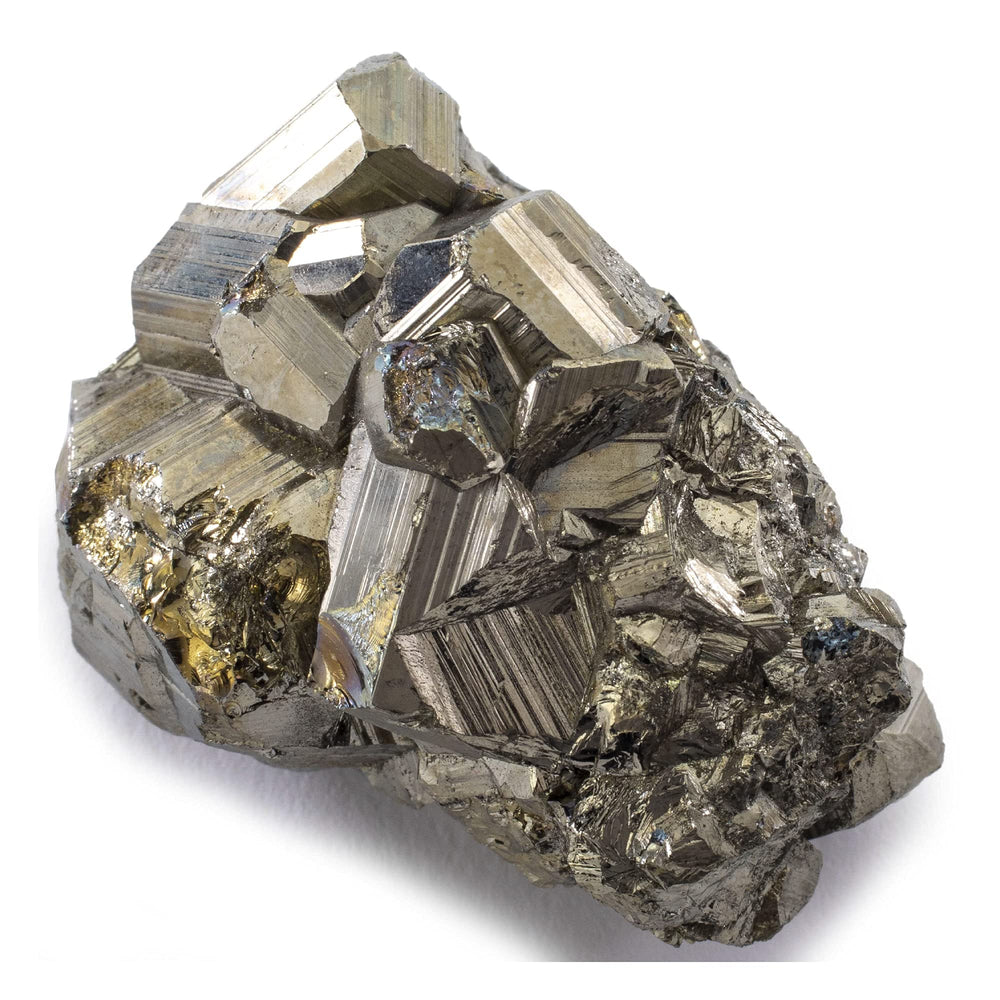 Kalifano pyrite cluster close-up highlights rich luster for display and energy focus.