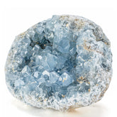 KALIFANO Celestite geode cluster in sky blue hues promotes calming space.