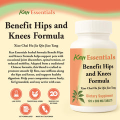 Kan Herbs Benefit Hips and Knees bottle front label highlighting pet wellness formula