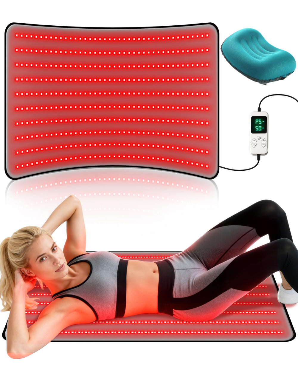 Kaoudt red light therapy mat back coverage for targeted relaxation and circulation support.