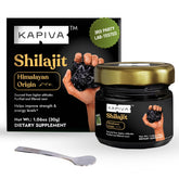 Kapiva Shilajit resin jar close-up showing rich texture and mineral content