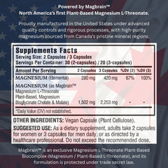 Kappa Nutrition MagBrain label shows 420 mg elemental magnesium per 3 capsules for daily support.