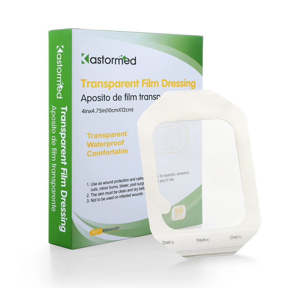 kastormed transparent film dressing 4x4.75 inch close-up for secure wound protection.