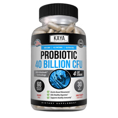 Kaya Naturals Probiotic 40B CFU bottle supports daily digestive balance.