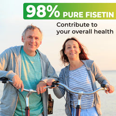 Kayseari Fisetin capsules inside view emphasizing easy to swallow, odor-free softgels