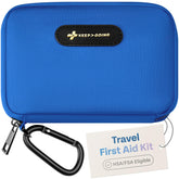 KEEP>GOING travel first aid kit in a stylish case for home, car, or outdoors.