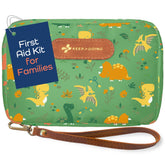 KeepGoing travel first aid kit case open with kid-friendly supplies ready for on-the-go