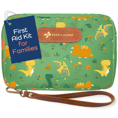 KeepGoing travel first aid kit case open with kid-friendly supplies ready for on-the-go