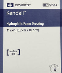 Kendall Copa hydrophilic foam dressing 4x4 inch for moderate to heavy drainage.