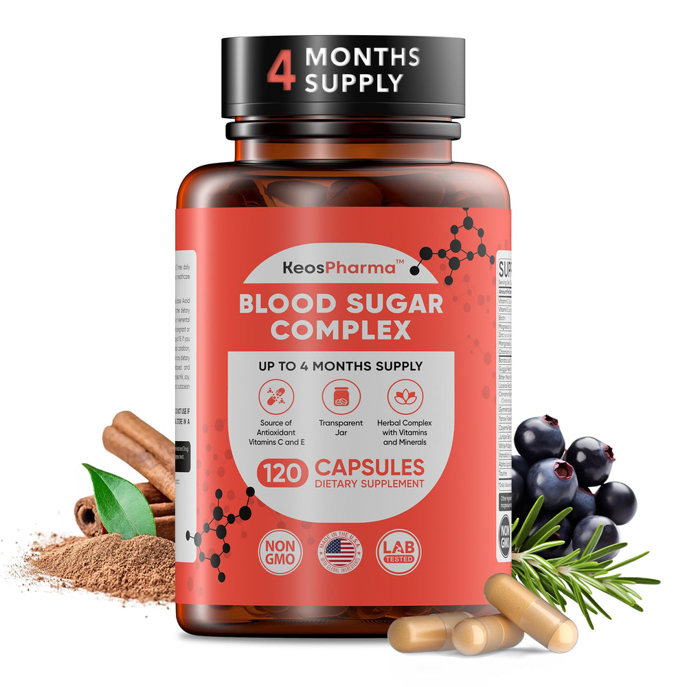 KeosPharma Blood Sugar Complex capsules close-up for daily wellness