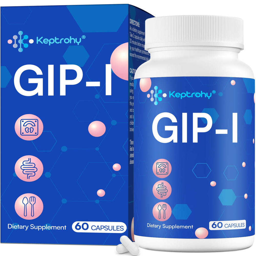 Keptrohy GIP-l bottle close-up highlighting daily gut support capsules.