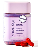 Keranique Hair & Scalp Supplements bottle front displaying packaging for daily use