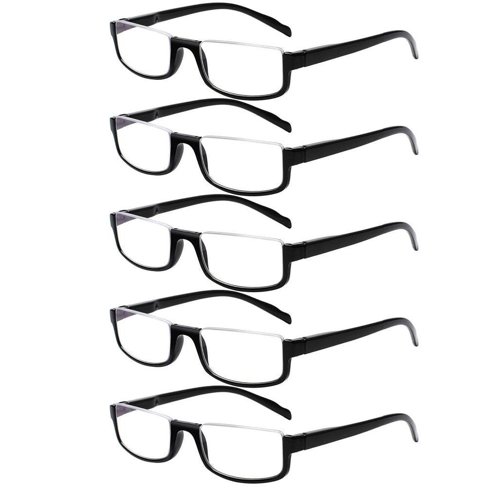 Kerecsen half-frame glasses in black, front view offering lightweight comfort for extended reading