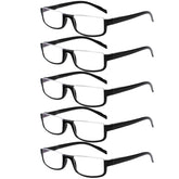Kerecsen half-frame glasses in black, front view offering lightweight comfort for extended reading