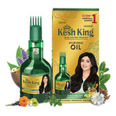 KESH KING Ayurvedic hair oil bottle for scalp nourishment.