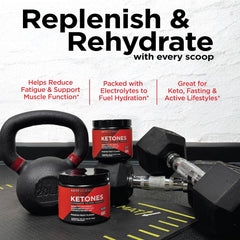 Keto Science Ketones Powder in shaker showing lemon flavor for hydration