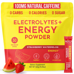 Keto Vitals electrolyte energy powder packet in strawberry watermelon flavor for keto hydration