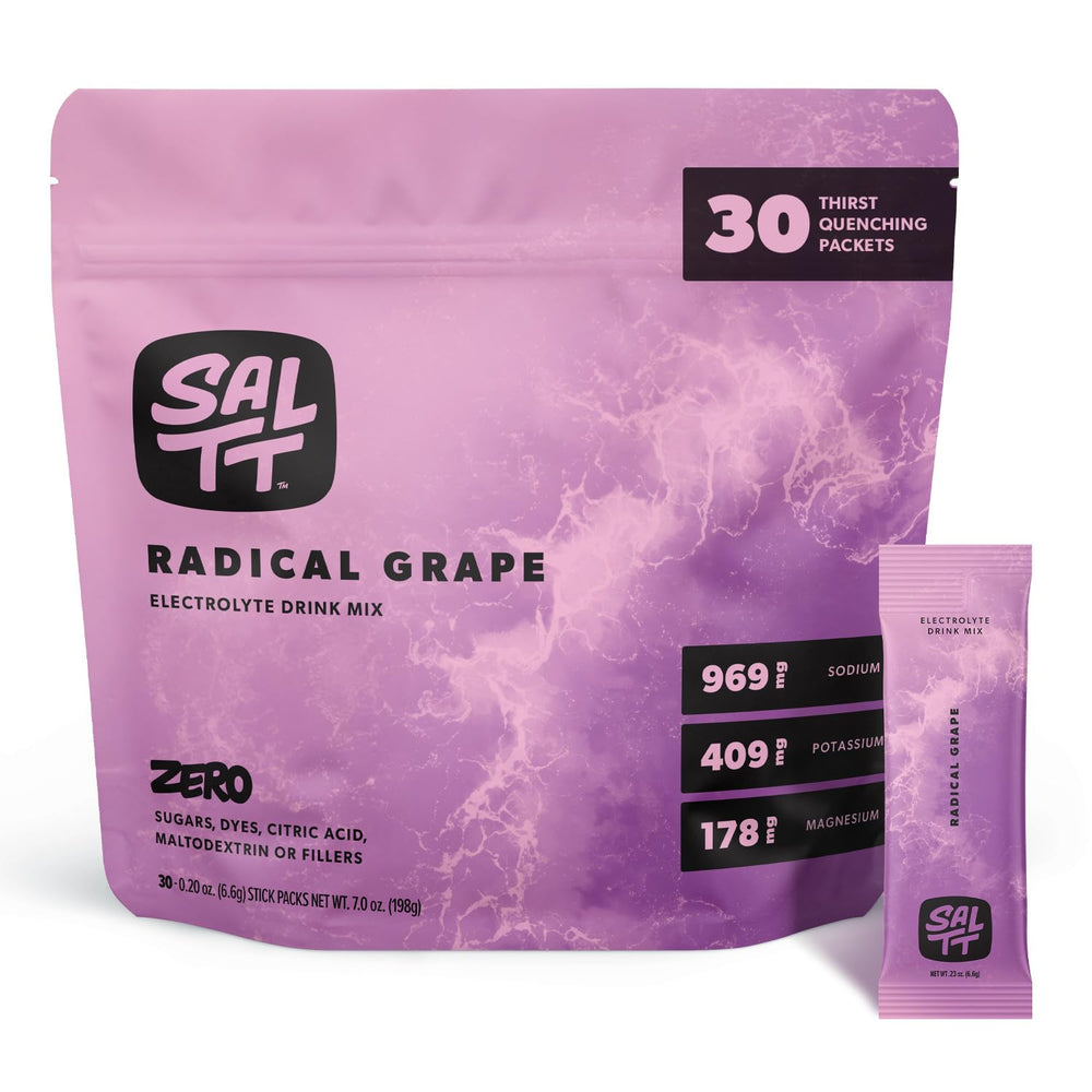 Keto Chow SALTT Radical Grape packet ready for on-the-go hydration.