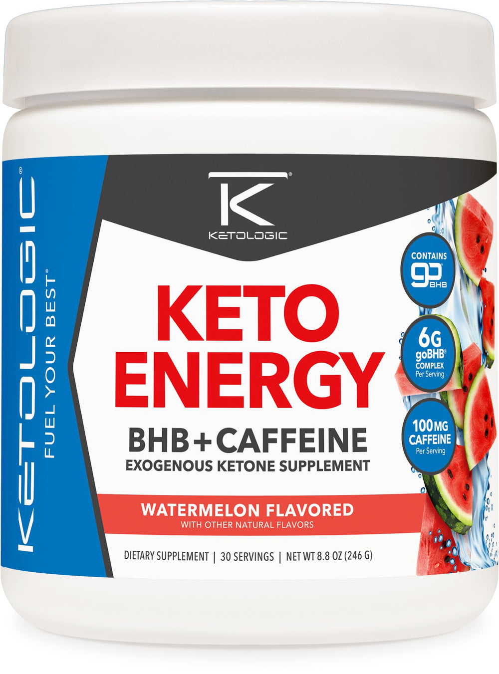 Ketologic KetoEnergy Watermelon bottle for sustained keto energy during workouts.