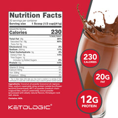 Pouring Ketologic Ketomeal MRP chocolate shake shows creamy texture.