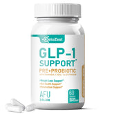 KetoZest GLP-1 Support bottle label promoting gut balance and metabolic wellness.