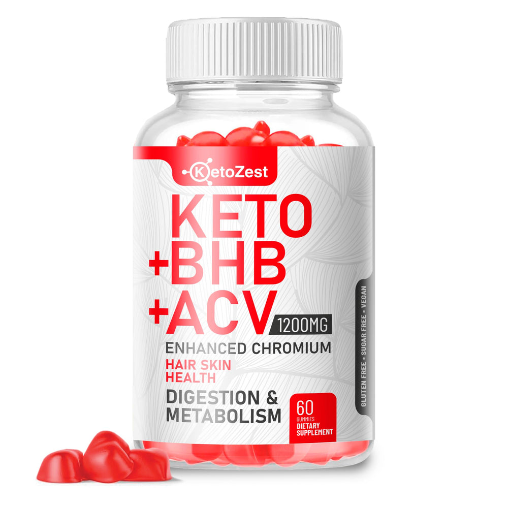 KetoZest Keto ACV BHB Gummies bottle front for convenient, sugar-free daily gummies.