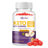 KetoZest Keto ACV Gummies bottle shows a 60-count gluten-free and sugar-free option.