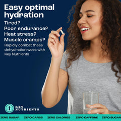 Closeup of Key Nutrients Electrolyte Tablets capsules for mineral replenishment