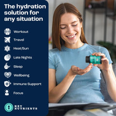 Detail of Key Nutrients Electrolyte Tablets label showing ingredients