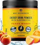 KEY NUTRIENTS Energy Drink Powder dissolving in water for quick hydration.