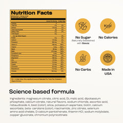 KEY NUTRIENTS no sugar electrolyte powder displayed as calorie-free refreshment.